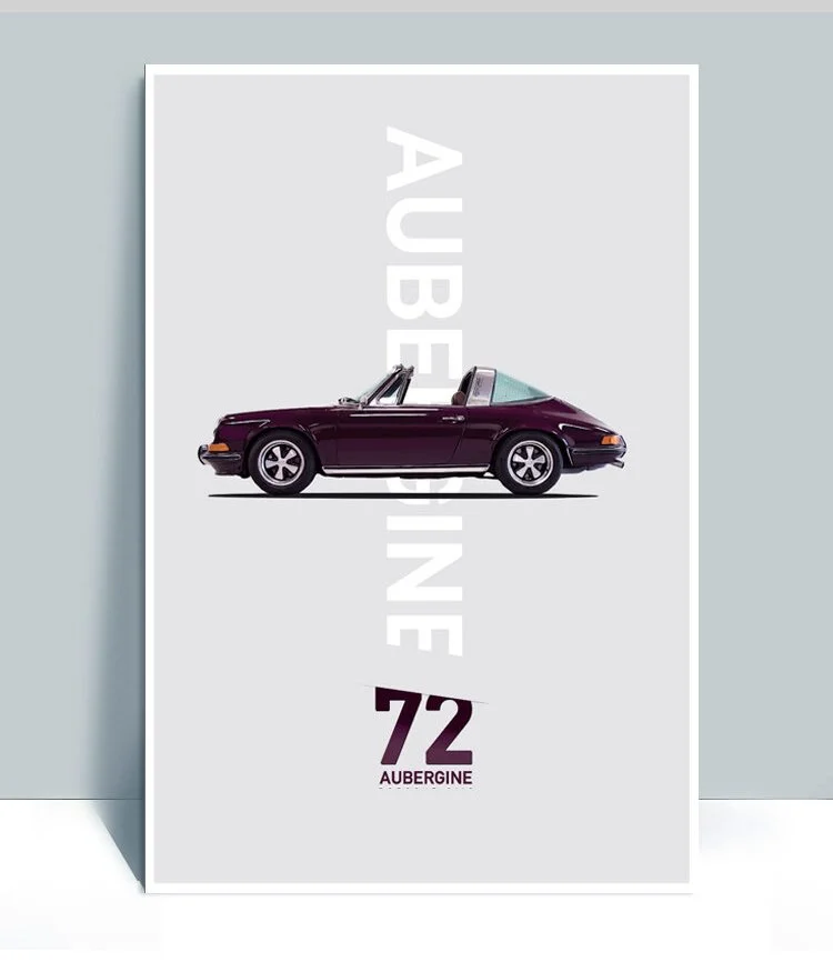 The Air Factor-ALUMINUM POSTERS 1972 Aubergine Porsche Targa top